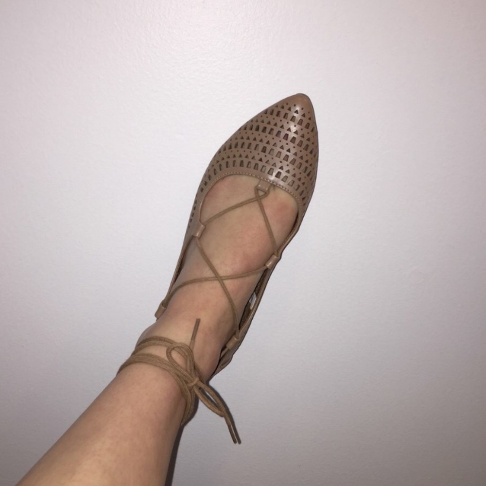 Pointy lace up flats